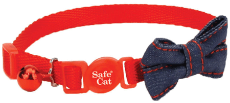 [CA6706 RED] COASTAL Safe Cat Embellished Fashion Collar 3/8" x 8-12" Red