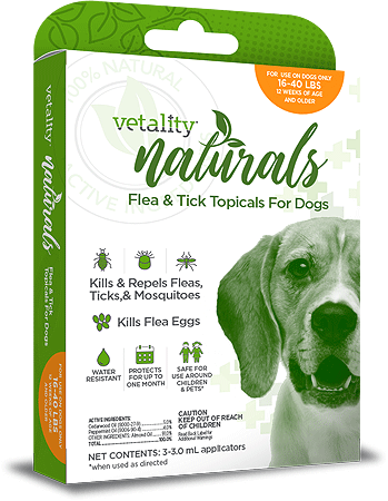 [TEV25059] TEVRA Vetality Naturals Flea & Tick Topical for Dogs 16 to 40 lbs 3pk
