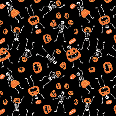 [BAN531] BANDANNA Halloween Skeletons & Pumpkin Glow 12pk
