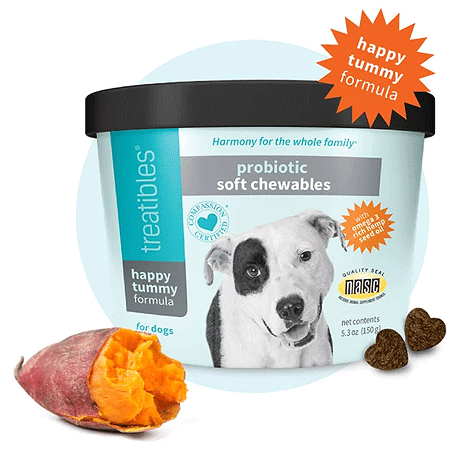 [TRT00868] TREATIBLES Happy Tummy Probiotic Soft Chews for Dogs 60ct