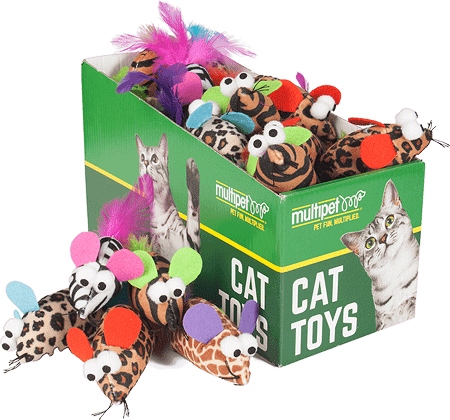 [MP20638] MULTIPET Safari Feather Mice Cat Toys 25ct