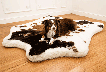 [PUP91075] PAW PupRug Animal Print Memory Foam Dog Bed Brown Faux Cowhide Junior