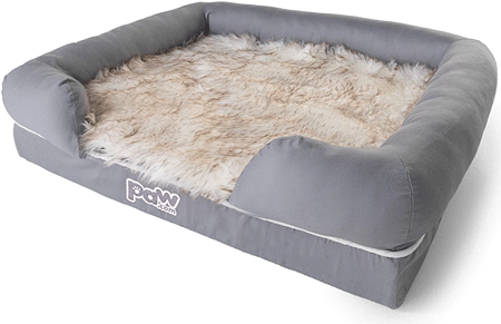 [PUP91083] PAW PupLounge Memory Foam Bolster Bed & Topper Grey/White M/L
