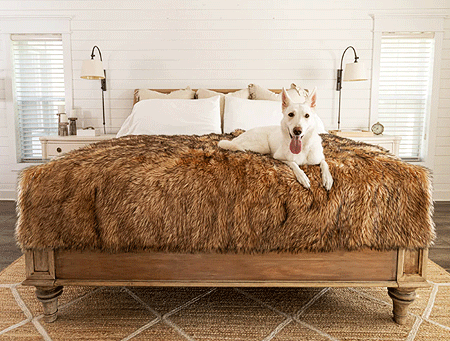 [PUP91287] PAW PupProtector Waterproof Throw Blanket Faux Fur Sable Tan Large