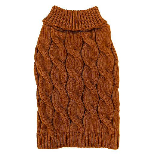 [FP60509 M] FASHION PET Twisted Cable Sweater Carmel Medium