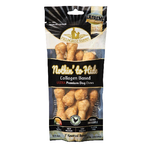 [FF63314] NOTHIN' TO HIDE Ultra Knotted Bone 3" Chicken 12pk