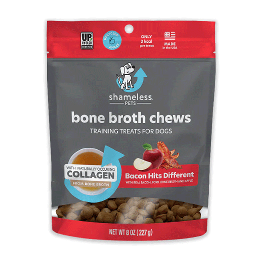 [SHP73770] SHAMELESS PETS Bone Broth Chews Bacon Hits Different 8oz