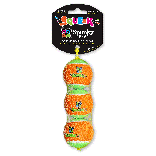 [SKP00662] *SPUNKY PUP Squeaky Tennis Balls Medium 3pk
