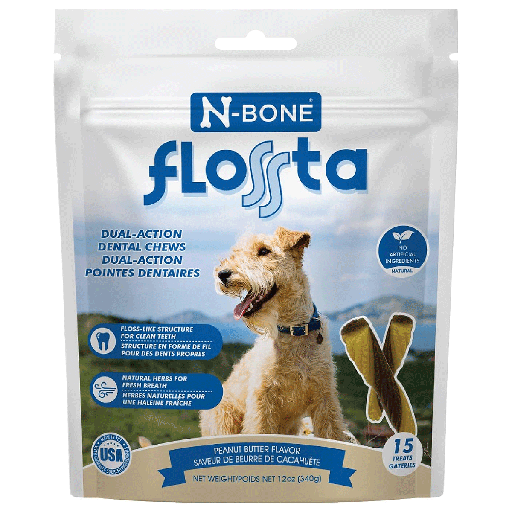 [NB80247] N-BONE FLOSSta Dental Chews Peanut Butter 15ct