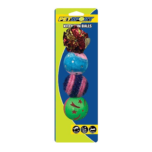 [PS70033] PETSPORT Kitty Fun Balls 1.6"4pk Asst.