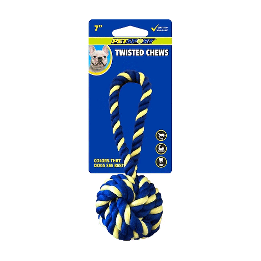 [PS80399] PETSPORT Twisted Chews Mini Braided Monkey Fist Rope 7"