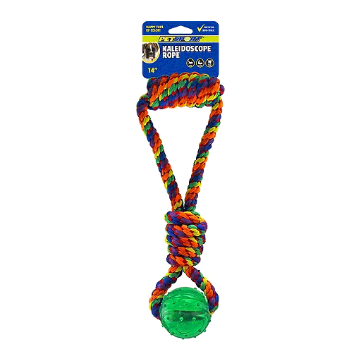 [PS80473] PETSPORT Kaleidoscope Rope Handle Tug with TPR Ball 14"