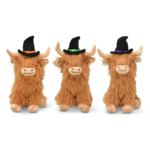 [MPH17111] MULTIPET Halloween Highland Shaggy Cow w/Witch Hat 8"