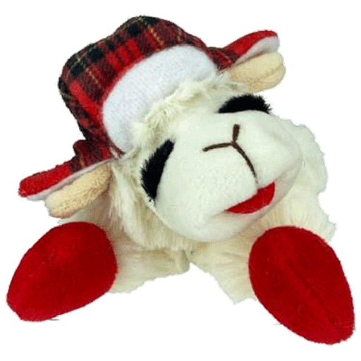 [MPH58534] MULTIPET Holiday Lamb Chop w/Trapper Hat 10.5"