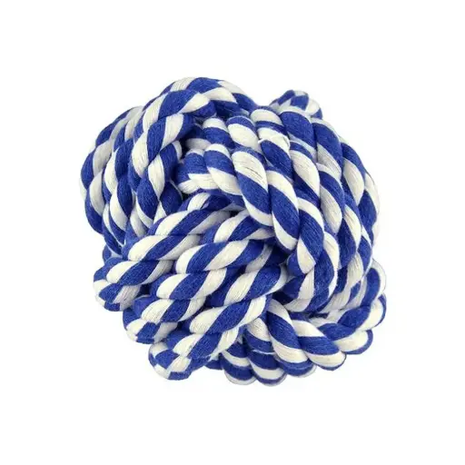 [APP56064] AMAZING PET Rope Ball 3.75" Blue/White