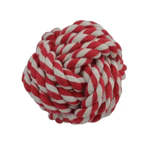 [APP56065] AMAZING PET Rope Ball 3.75" Red/White