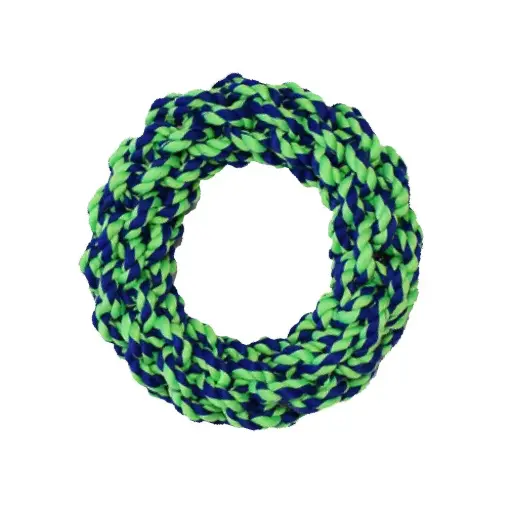 [APP56268] AMAZING PET Rope Ring 7" Blue/Green