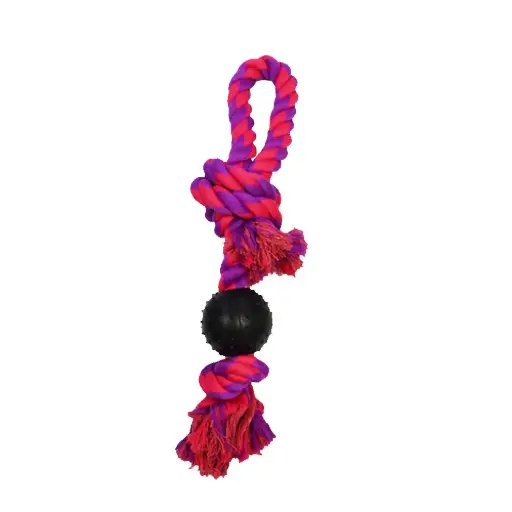 [APP56286] AMAZING PET Rope Tug w/3" Pimple Ball Purple/Magenta