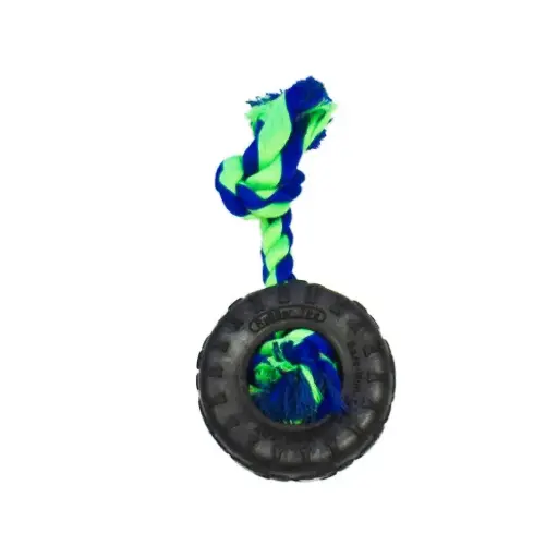[APP56308] AMAZING PET Rubber Tire 5.5" w/Rope Blue/Green