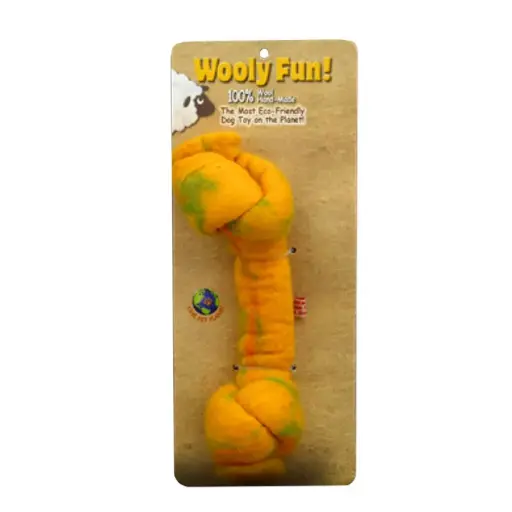 [APP85020] AMAZING PET Wooly Fun Knotted Bone 8.5" Yellow