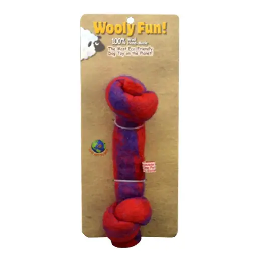 [APP85024] AMAZING PET Wooly Fun Knotted Bone 8.5" Red