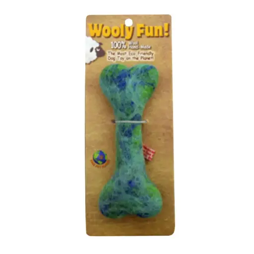 [APP86043] AMAZING PET Wooly Fun Flat Bone 6.5" Green
