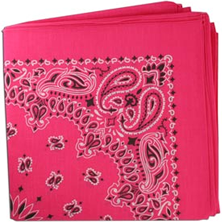 [BAN039] BANDANNA Paisley Hot Pink 12pk