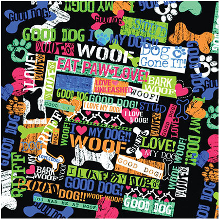 [BAN342] BANDANNA Eat, Paw, Love 12pk