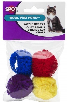 [E2811] ETHICAL/SPOT Wool Pom Poms w/Catnip 4pk