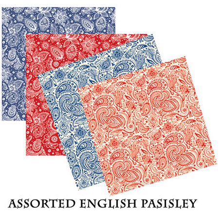 [BAN651] BANDANNA English & Prims Paisley Assorted 12pk